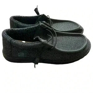 Hey Dude Wally Sox micro total black slip on shoes adjustable unisex W:9 M:7